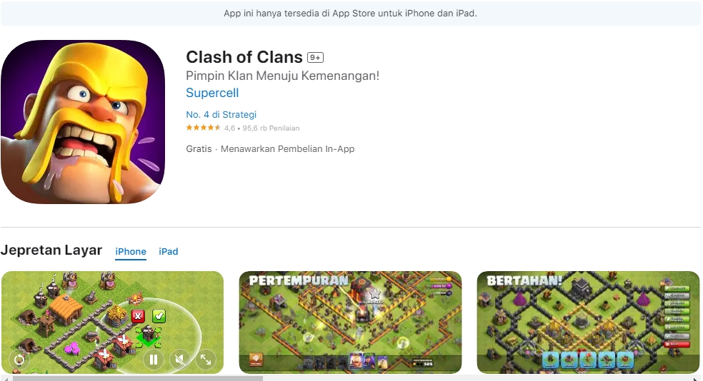 Clash of Clans - Game iPhone Terbaik